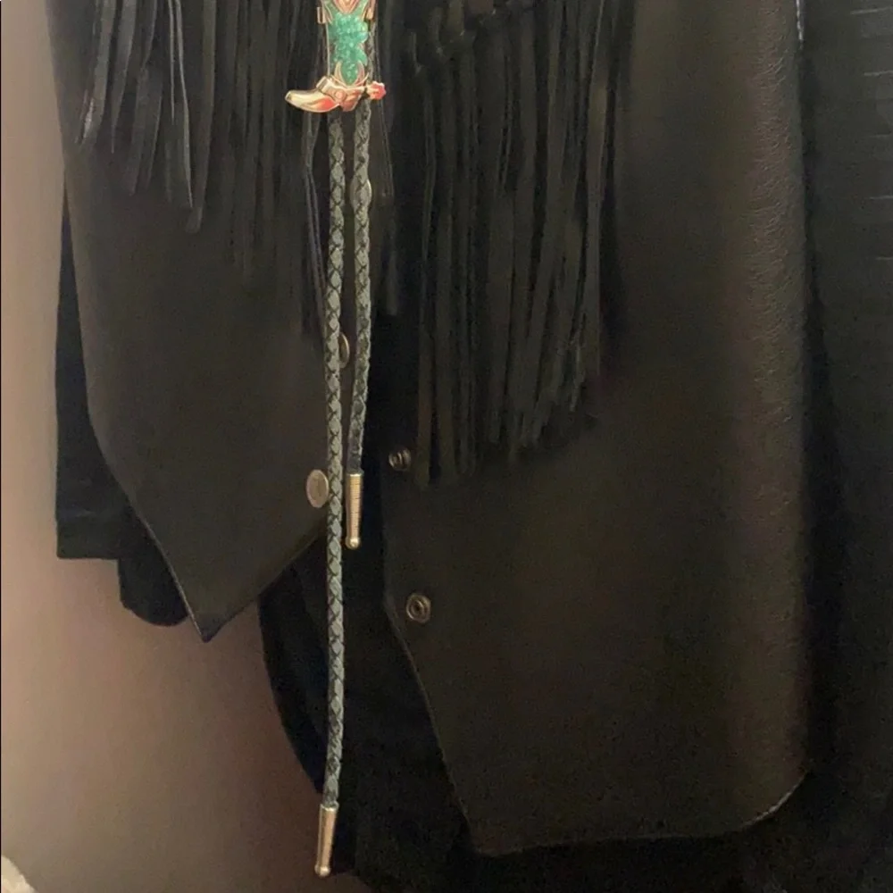 NOW SHIPPING SAME DAY!! Vintage western - turquoise cowboy boot bolo tie - Picture 2 of 2